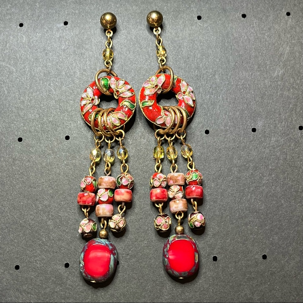 Cloisonne Chandelier Earrings
